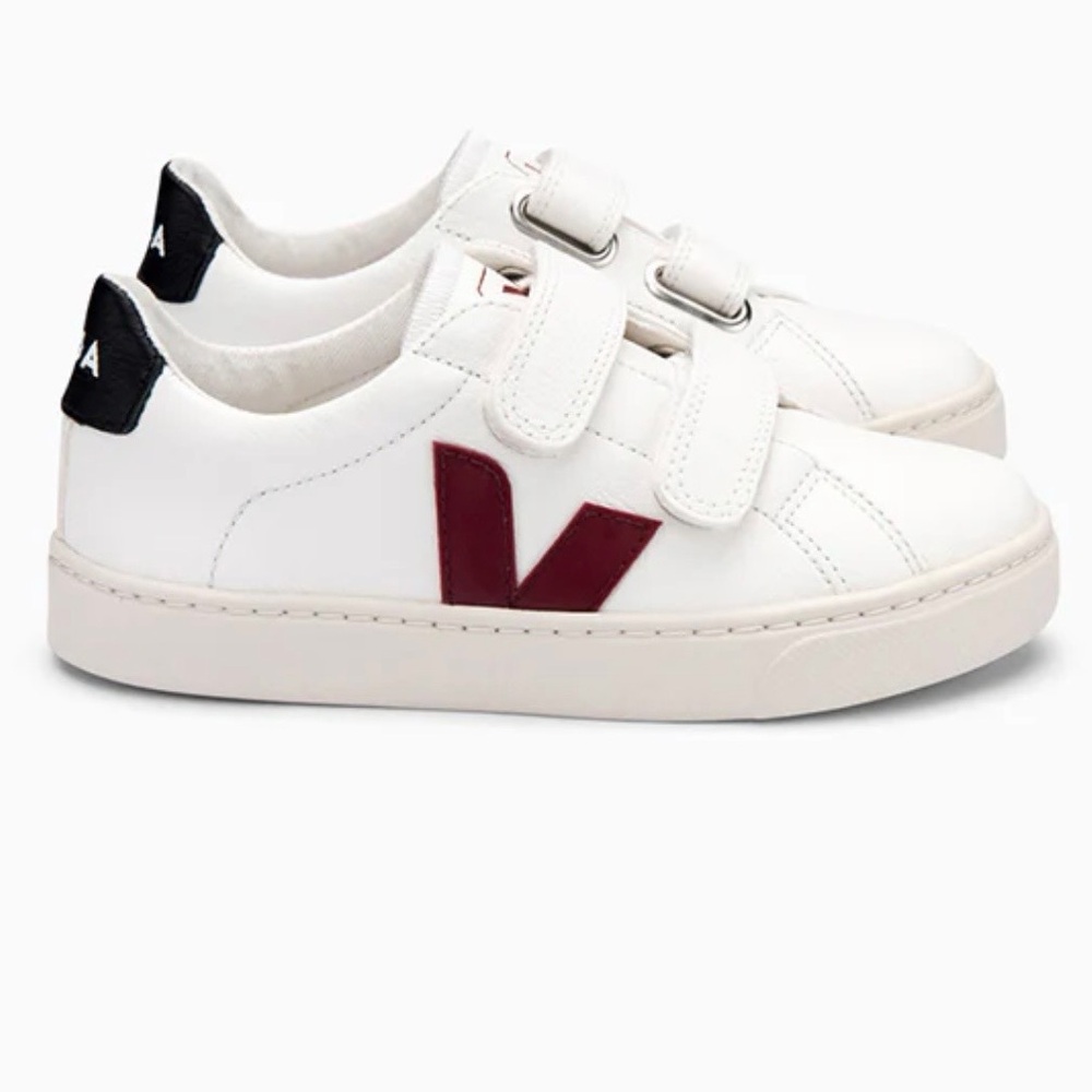 Veja Kids White Sneakers with Red Accents